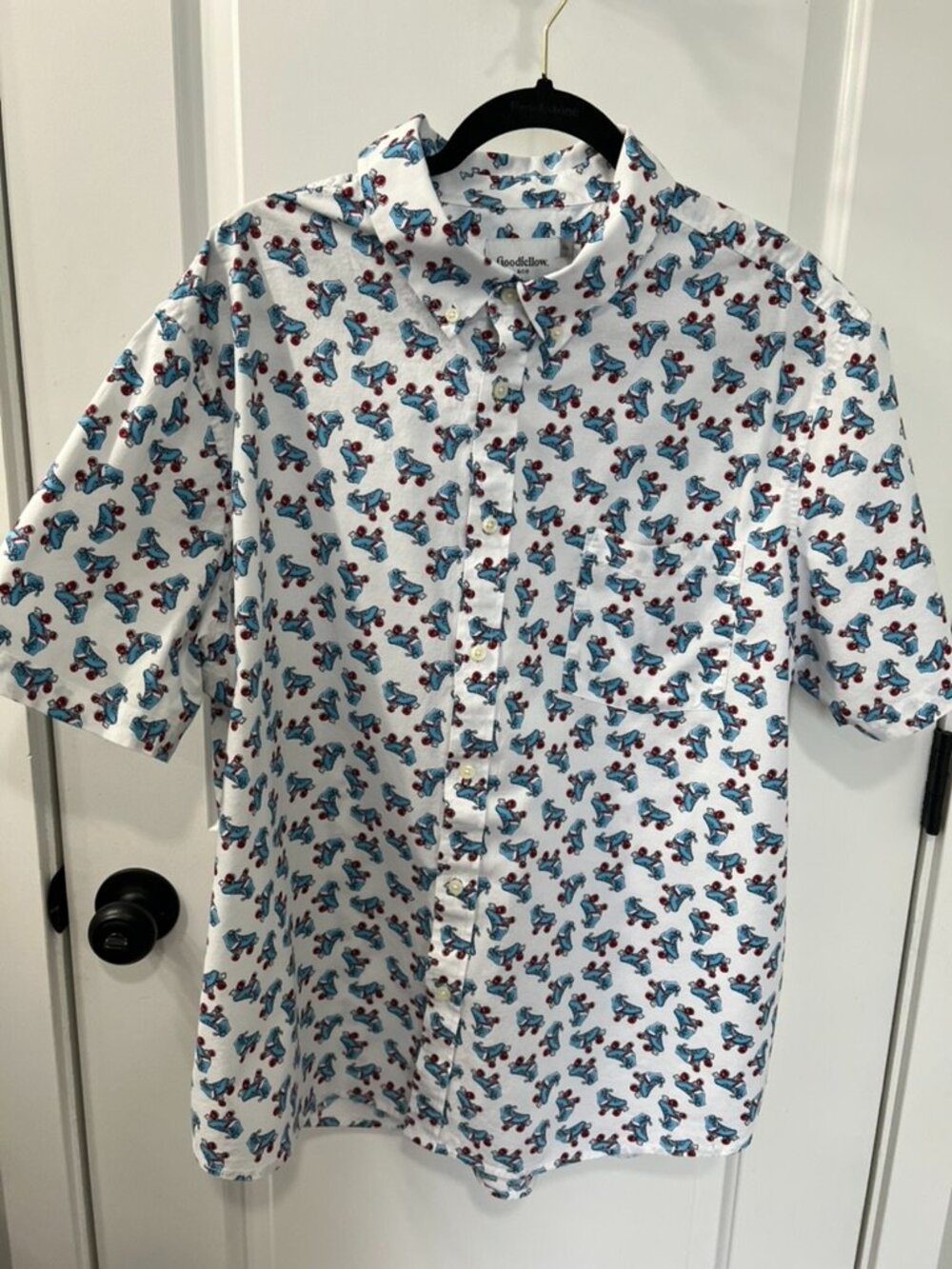 Goodfellow & Co Roller Skate Print Button Down Shirt Men’s XL Slim Fit